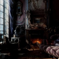 Mood board #3 - interior Cachtice Castle. Only of course, no gramophone. This is a color guide. Look what follows.